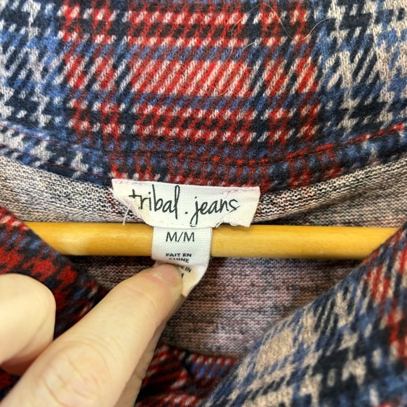 Tribal Red Plaid Tunic Top - Picture 3 of 4